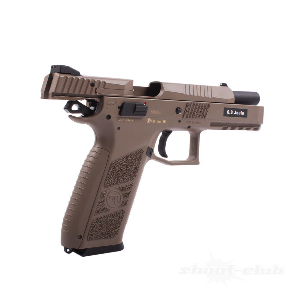 ASG CZ P-09 Airsoft GBB Pistole ab18 mit Polymer Schlitten - TAN Bild 4