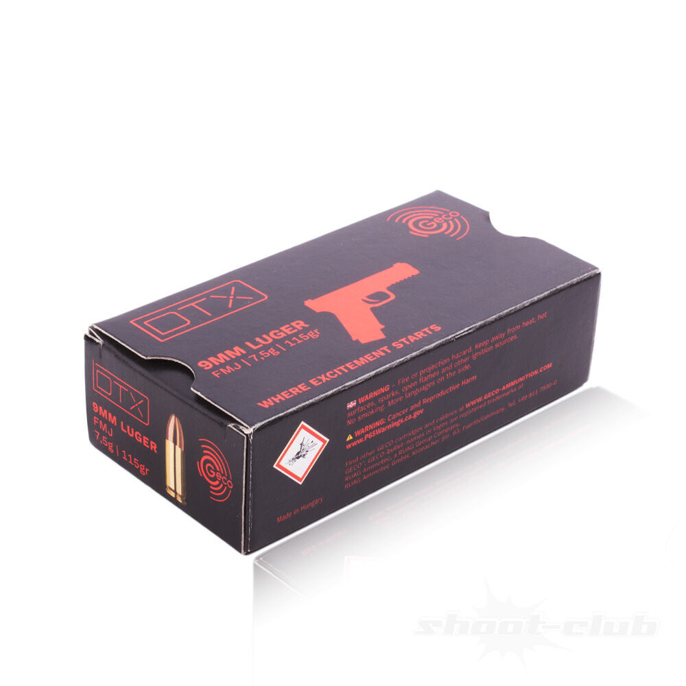 Geco DTX FMJ Pistolenpatronen 115grs 9mm Luger 50 Schuss Bild 2