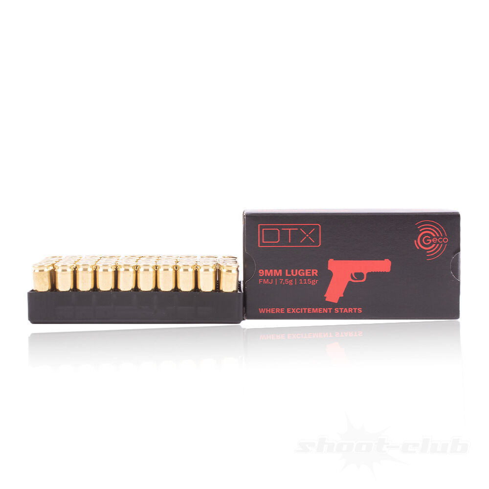 Geco DTX FMJ Pistolenpatronen 115grs 9mm Luger 50 Schuss Bild 3