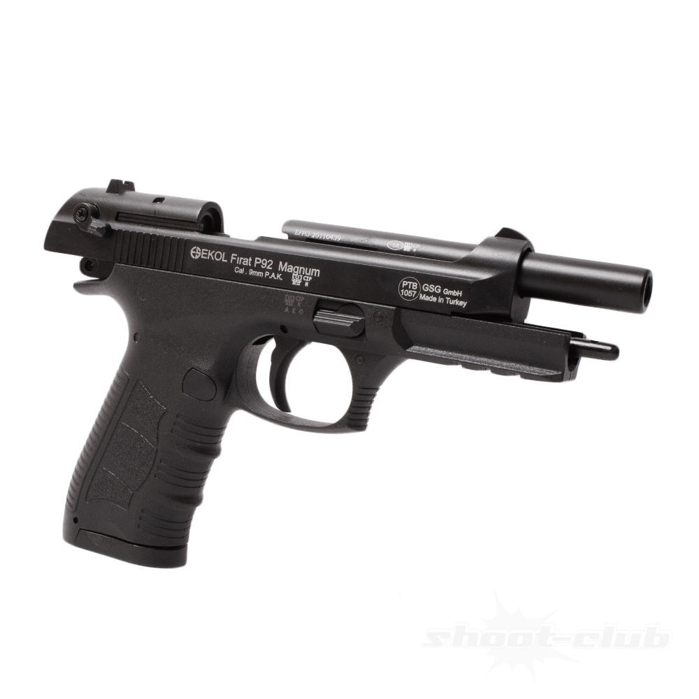Ekol P92 Magnum Schreckschusspistole 9mm P.A.Knall Metallschlitten Schwarz Bild 5