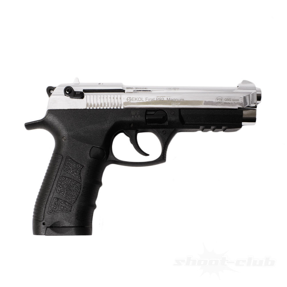 Ekol P92 Magnum Schreckschusspistole 9mm P.A.Knall Metallschlitten Chrom Bild 2