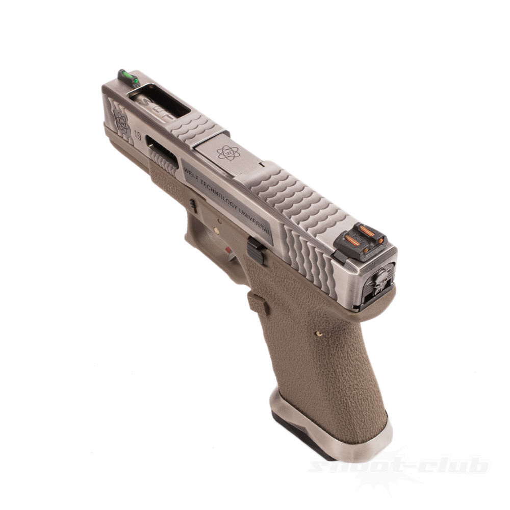 WE G-Force 19 SV Airsoft Pistole GBB Custom Metal 6mm BB - Silver,Tan Bild 3