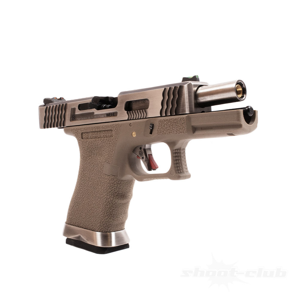 WE G-Force 19 SV Airsoft Pistole GBB Custom Metal 6mm BB - Silver,Tan Bild 5