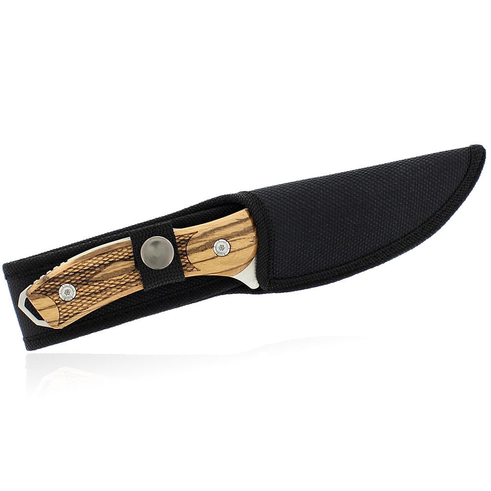 Black Ice Messer mit feststehender Klinge Old Fashioned mit Fischhaut und Holzgriffschalen Bild 3