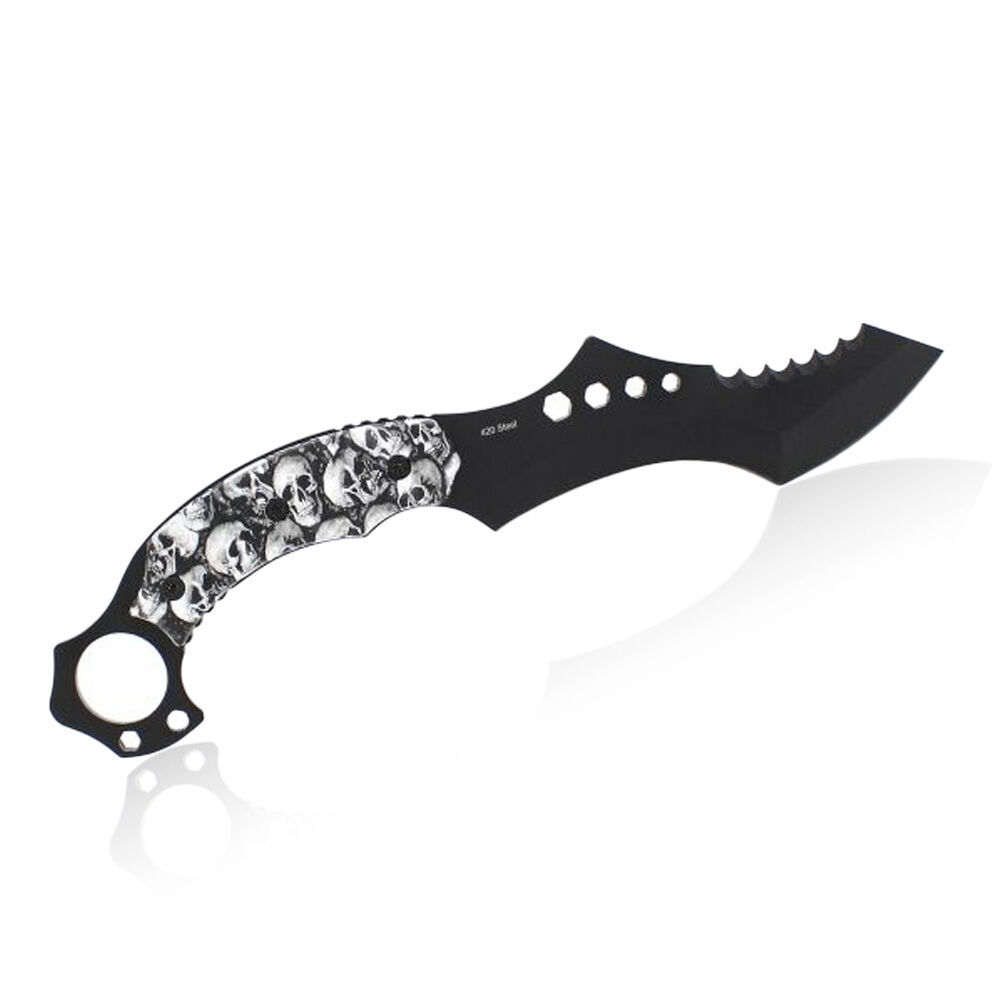 MP9 Karambit White Skulls Kampfmesser Bild 2