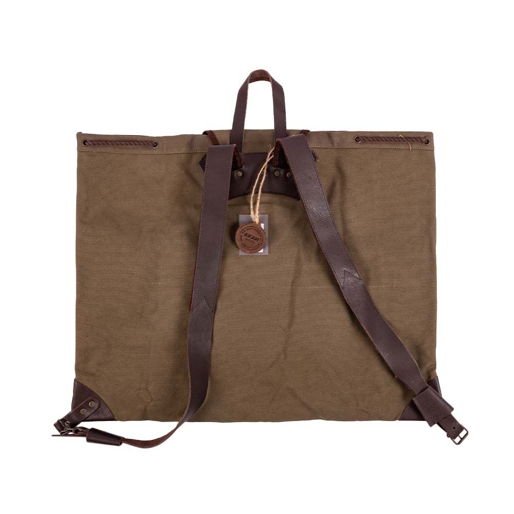 AKAH Canvas Rucksack 55x65cm - braun/grn mit Schnallenverschluss Bild 2