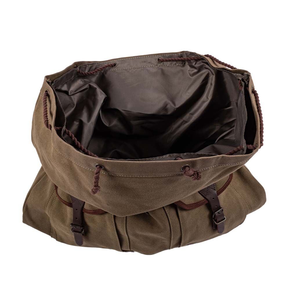 AKAH Canvas Rucksack 55x65cm - braun/grn mit Schnallenverschluss Bild 5