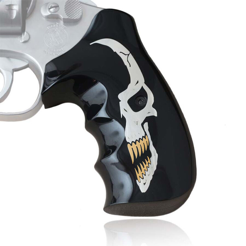 Smith&Wesson 686 K-Frame L-Frame Round Butt Griff Skull Acryl Schwarz Bild 3