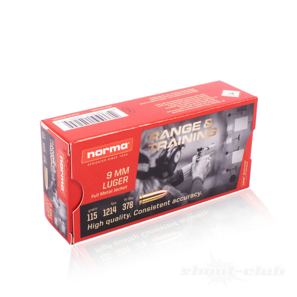 Norma Pistolen Munition 9mm Luger 115 gr Vollmetall FMJ - 50 Stck Bild 4