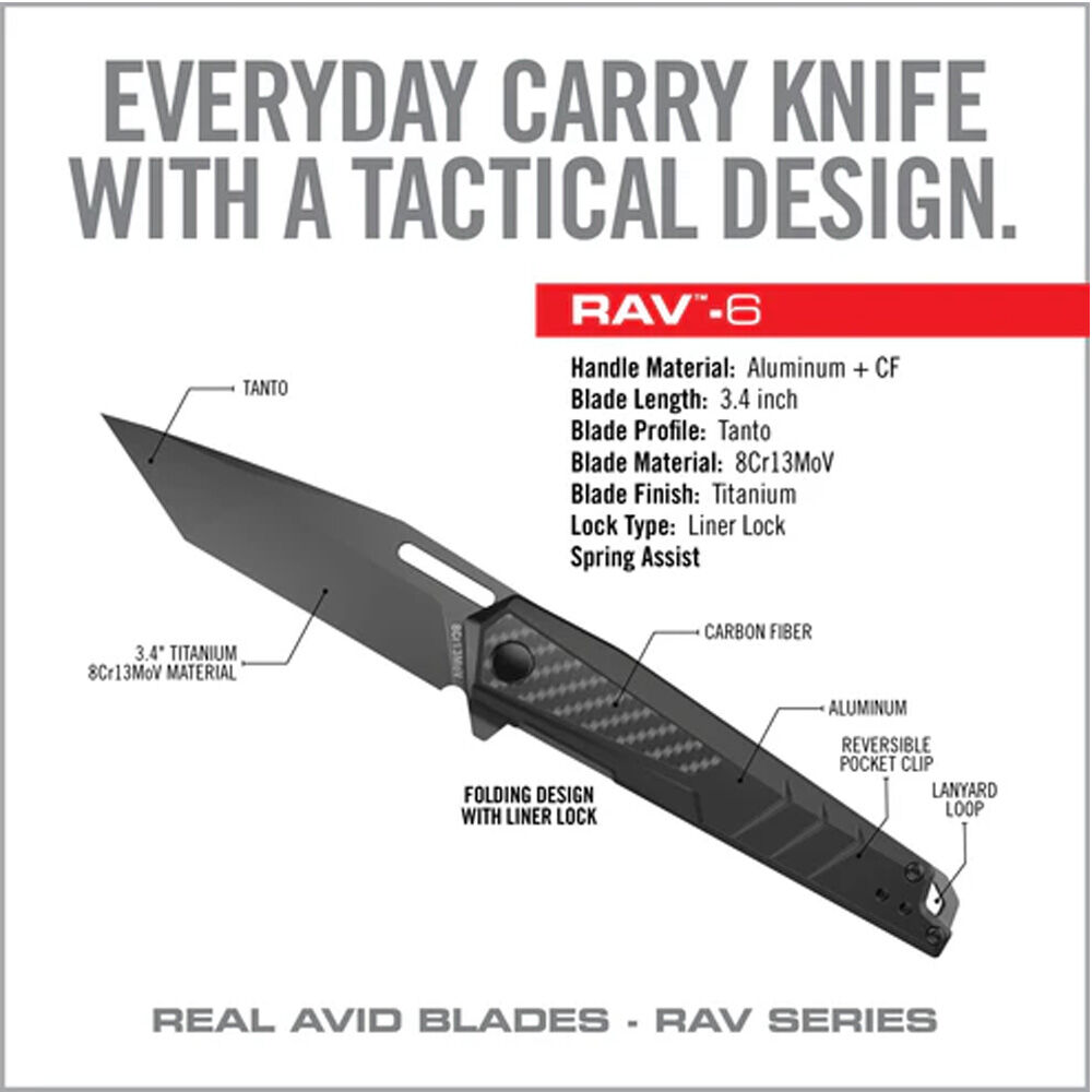 Real Avid RAV-6 Assisted Opener Messer Klappmesser titan carbon Bild 2