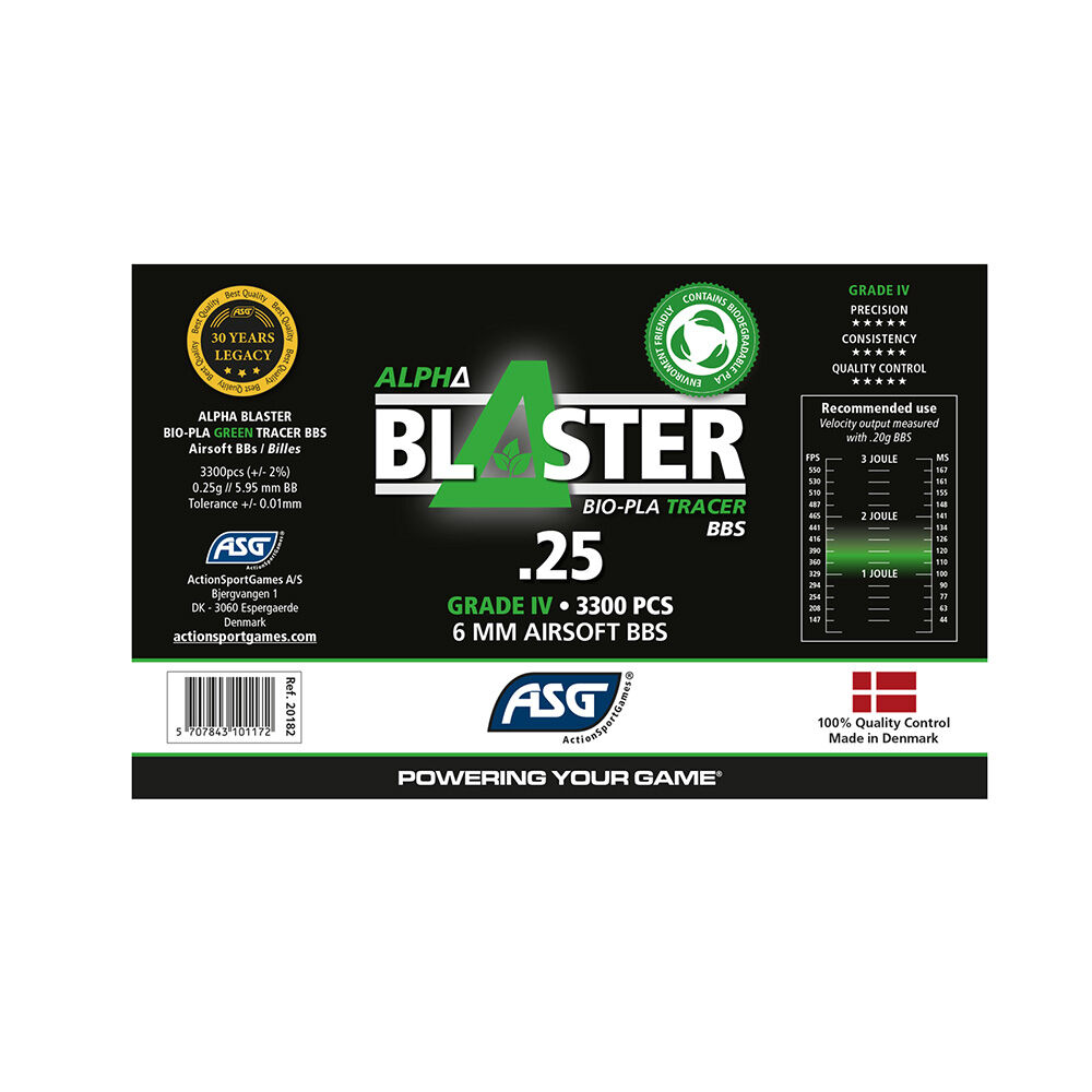 ASG Alpha Blaster Tracer Bio Airsoft BBs 0,25g 6mm BB 3300 Schuss Grn Bild 3