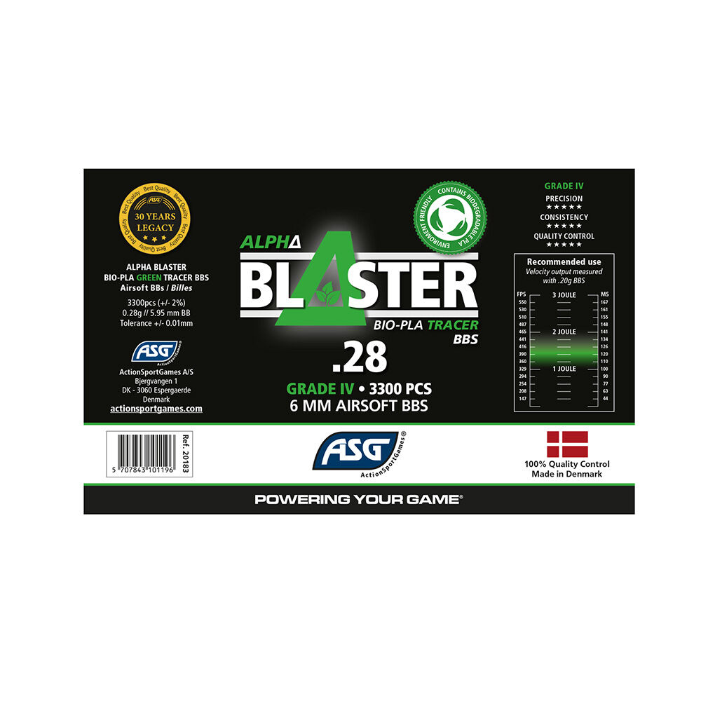 ASG Alpha Blaster Tracer Bio Airsoft BBs 0,28g 6mm BB 3300 Schuss Grn Bild 3