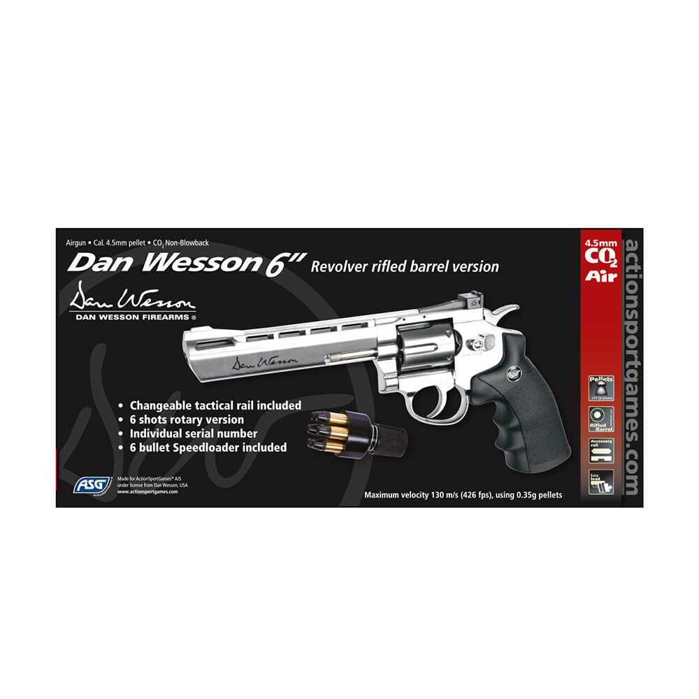 ASG Dan Wesson 6 Zoll Co2 Revolver 4,5mm Diabolos Silver/Chrome Bild 5