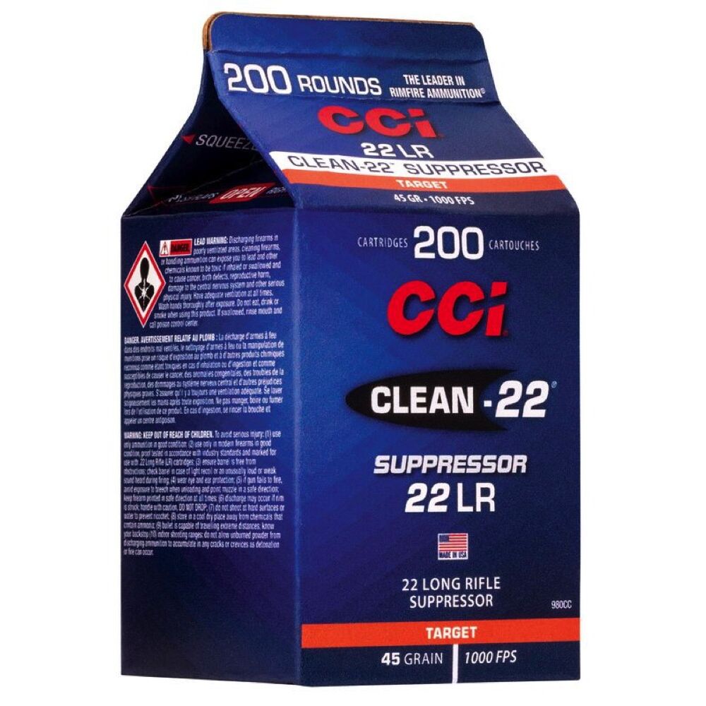 CCI Clean-22 Suppressor LRN 45grs .22lr 200 Schuss Kleinkaliber Munition Bild 2