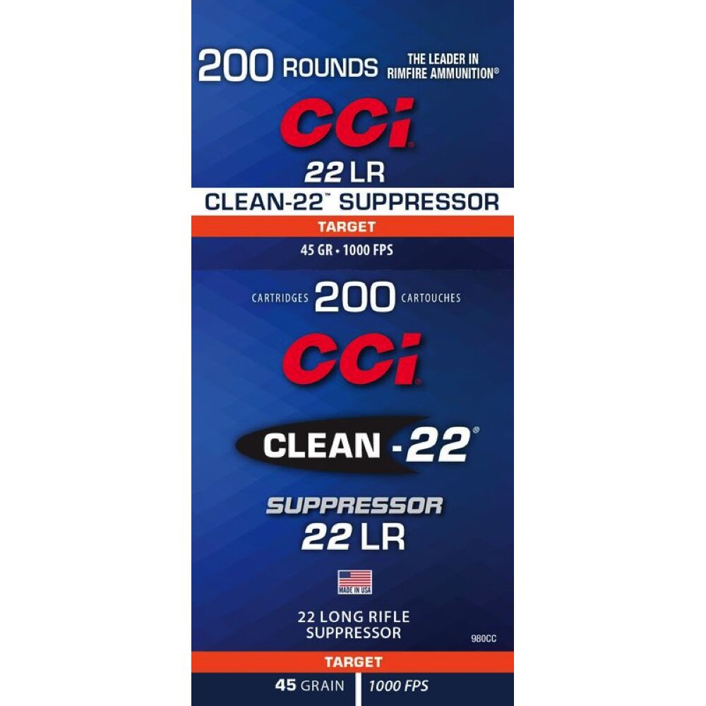CCI Clean-22 Suppressor LRN 45grs .22lr 200 Schuss Kleinkaliber Munition Bild 3