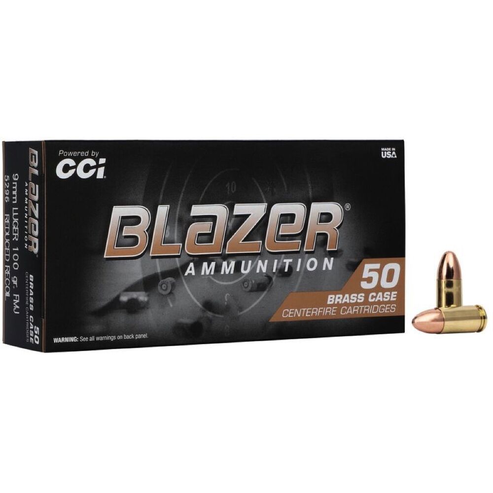 CCI Blazer Brass FMJ 100grs 9mm Luger 50 Schuss Pistolen Munition Bild 3