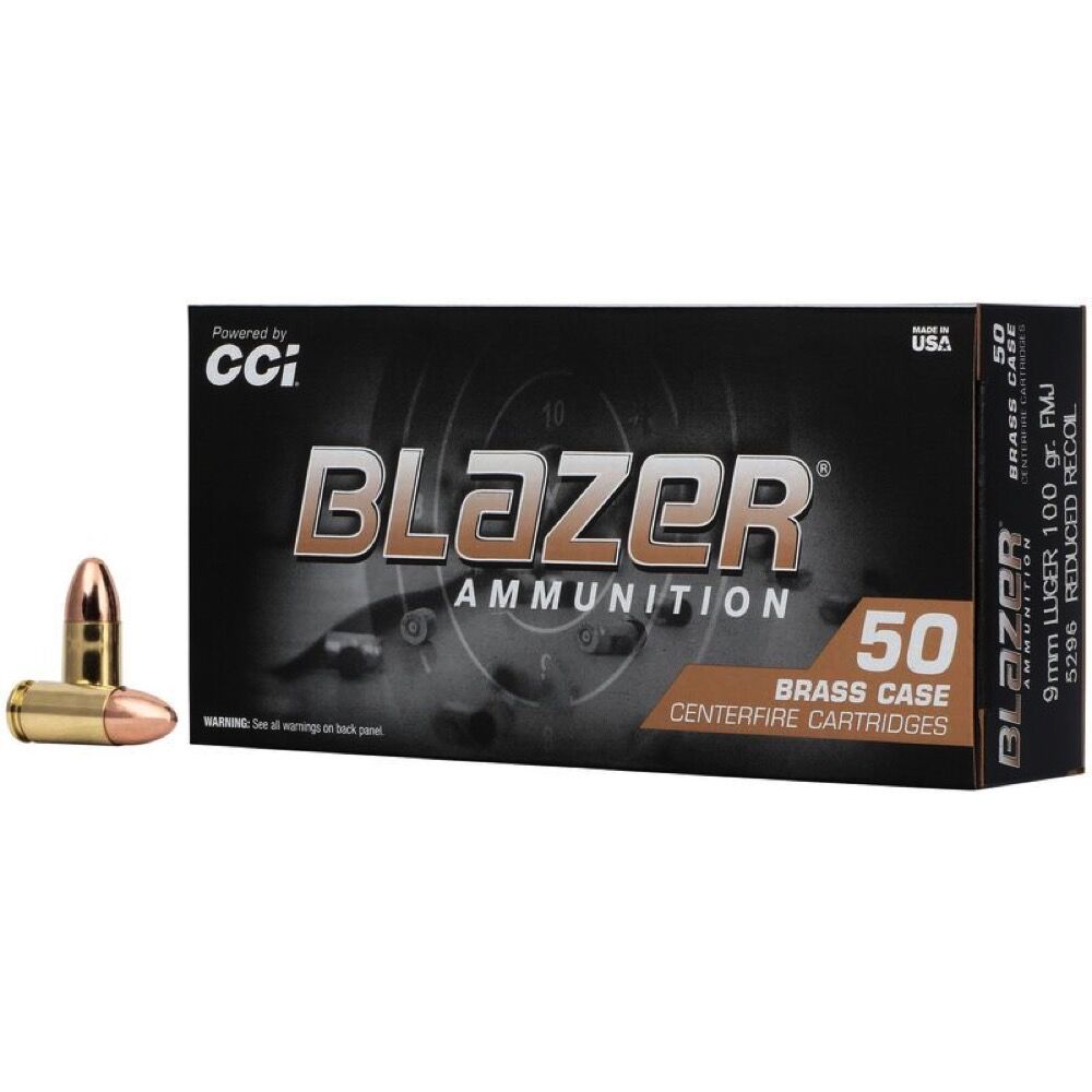 CCI Blazer Brass FMJ 100grs 9mm Luger 50 Schuss Pistolen Munition Bild 5