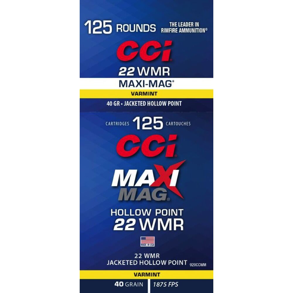 CCI Maxi-Mag JHP .22WMR 40Grs. 125 Schuss Kleinkaliber Munition Jagd Bild 2