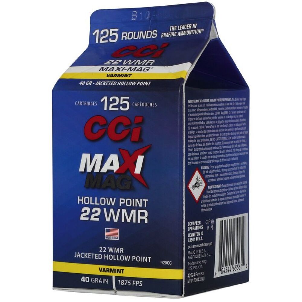 CCI Maxi-Mag JHP .22WMR 40Grs. 125 Schuss Kleinkaliber Munition Jagd Bild 3