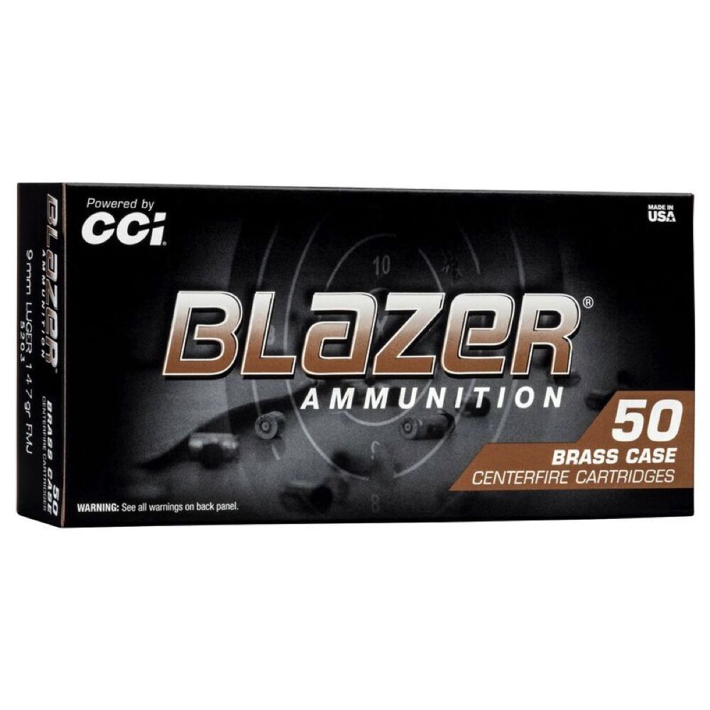 CCI Blazer Brass FMJ 147grs 9mm Luger 50 Schuss Pistolen Munition Bild 3