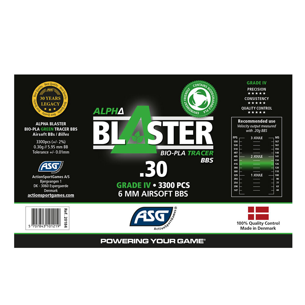 ASG Alpha Blaster Green Tracer Airsoft BB's 0,30g 6mm BB 3300 St�ck BIO Bild 3