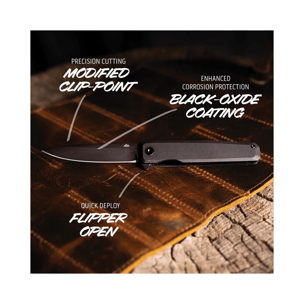 Outdoor Edge PELEUS Klappmesser 18,5 cm Flipper Messer mit schwarzer Clip-Point Klinge & G10 Griff Bild 2