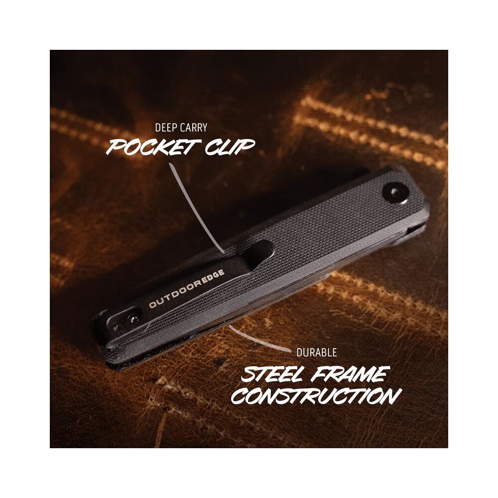 Outdoor Edge PELEUS Klappmesser 18,5 cm Flipper Messer mit schwarzer Clip-Point Klinge & G10 Griff Bild 3