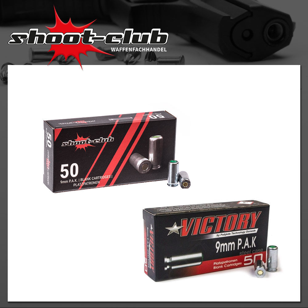 50 Platzpatronen shoot-club + 50 Victory Platzpatronen 9mm P.A.K