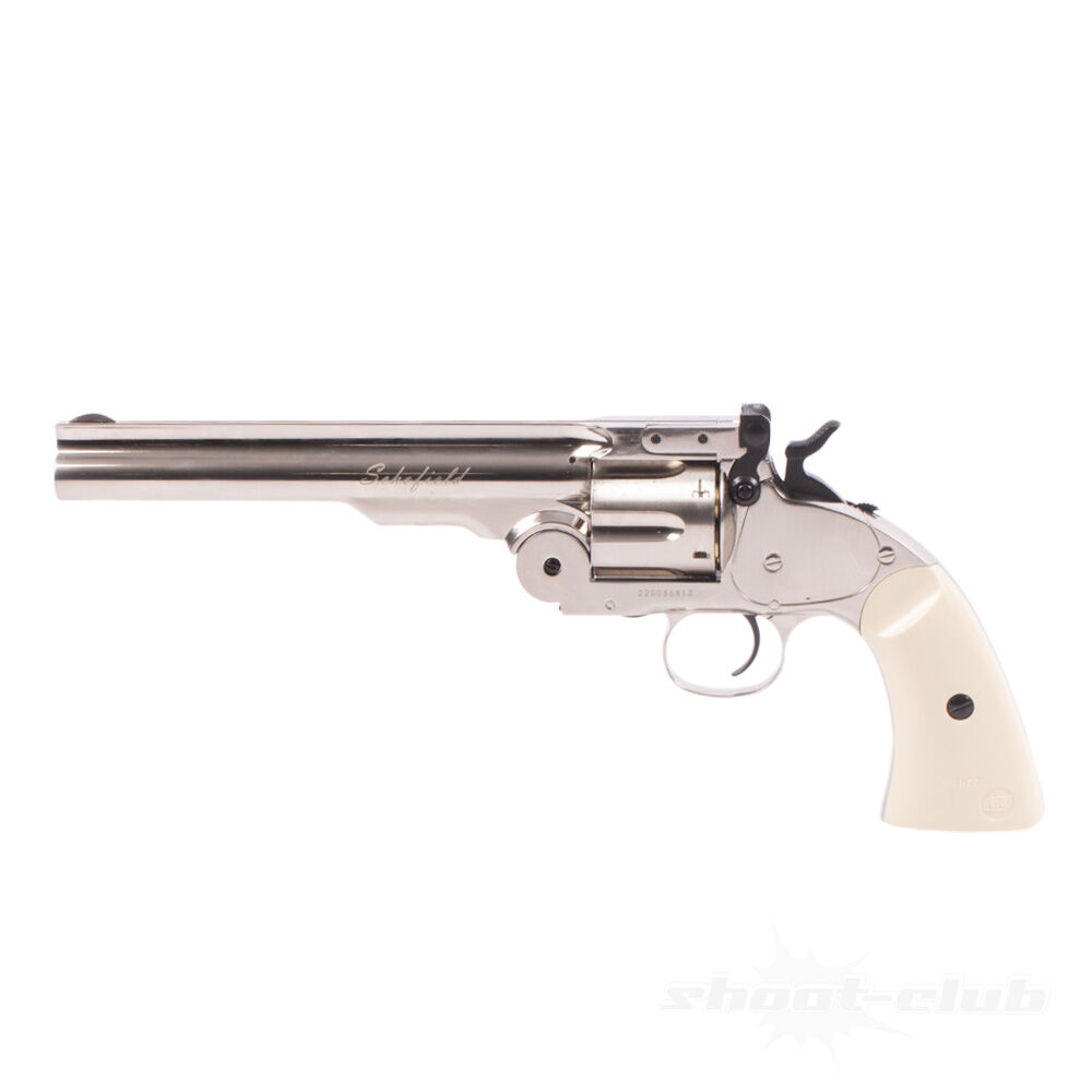 ASG Schofield CO2 Revolver 6 Zoll 4,5mm Diabolos Silver & Ivory Grip