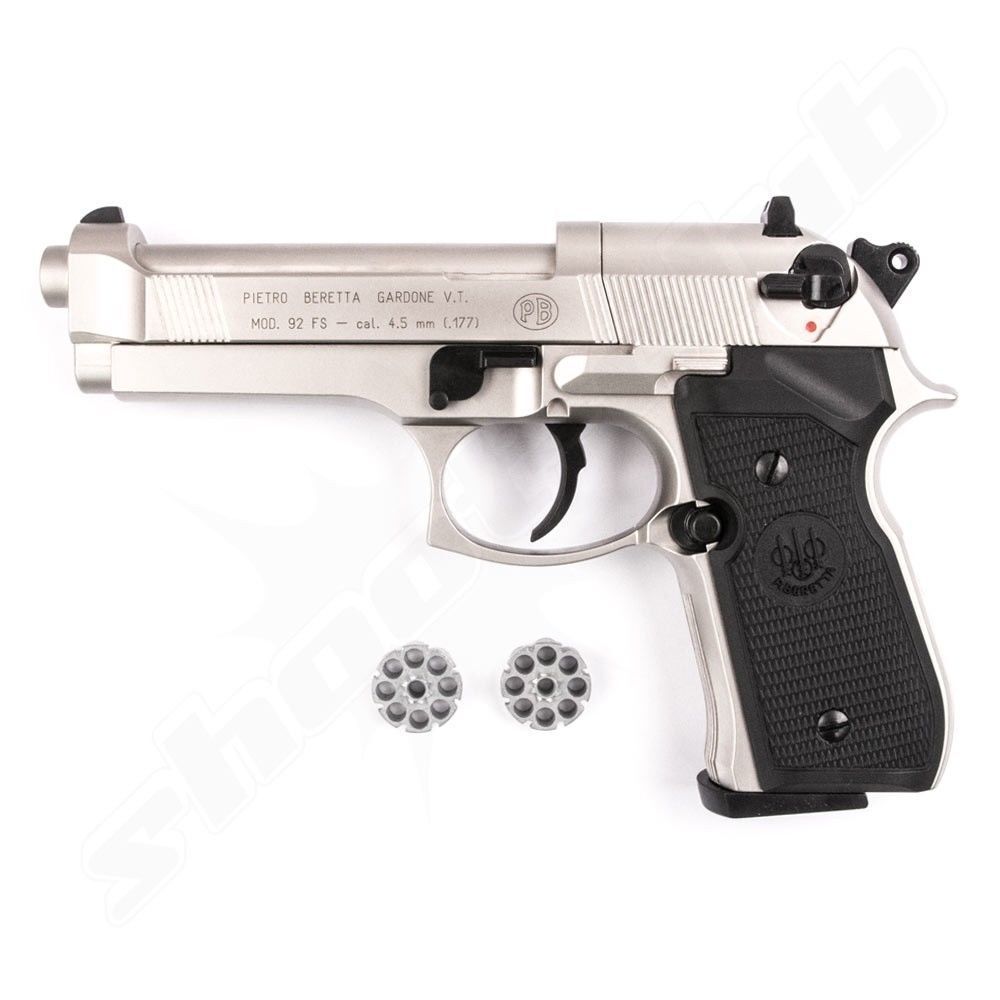 Beretta M 92 FS Co2 Pistole NBB 4,5mm Diabolo vernickelt schwarze Griffschalen