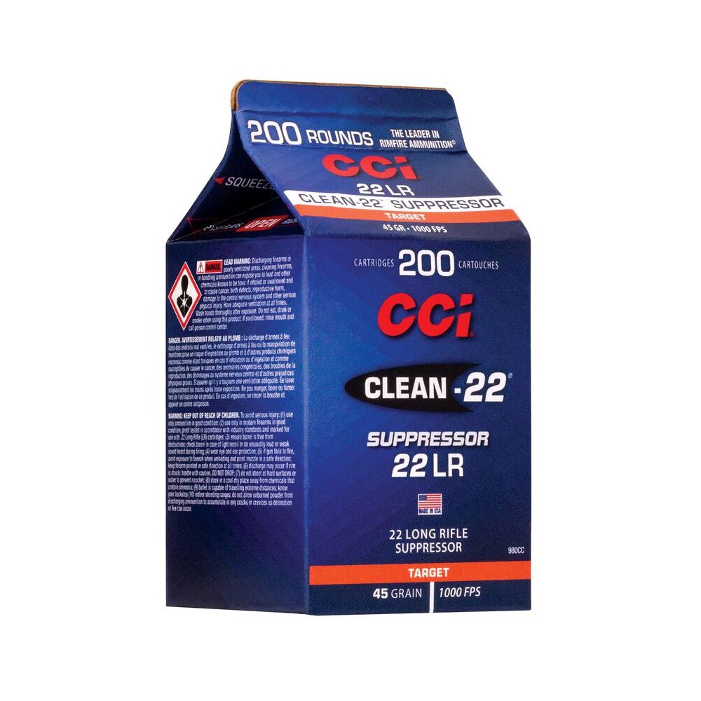 CCI Clean-22 Suppressor LRN 45grs .22lr 200 Schuss Kleinkaliber Munition