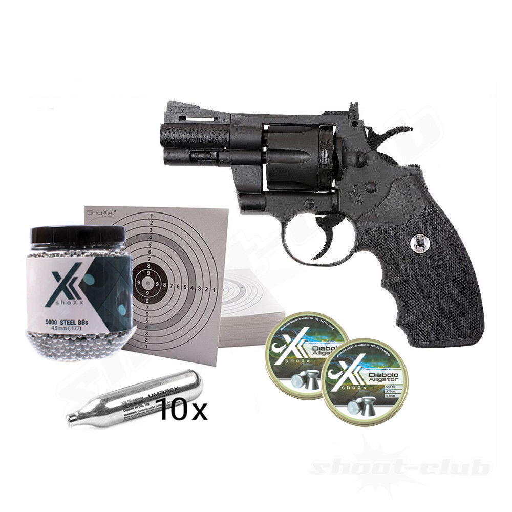 CO2 Revolver Colt Python 2,5 4,5mm Stahl BB & Diabolo - im Set