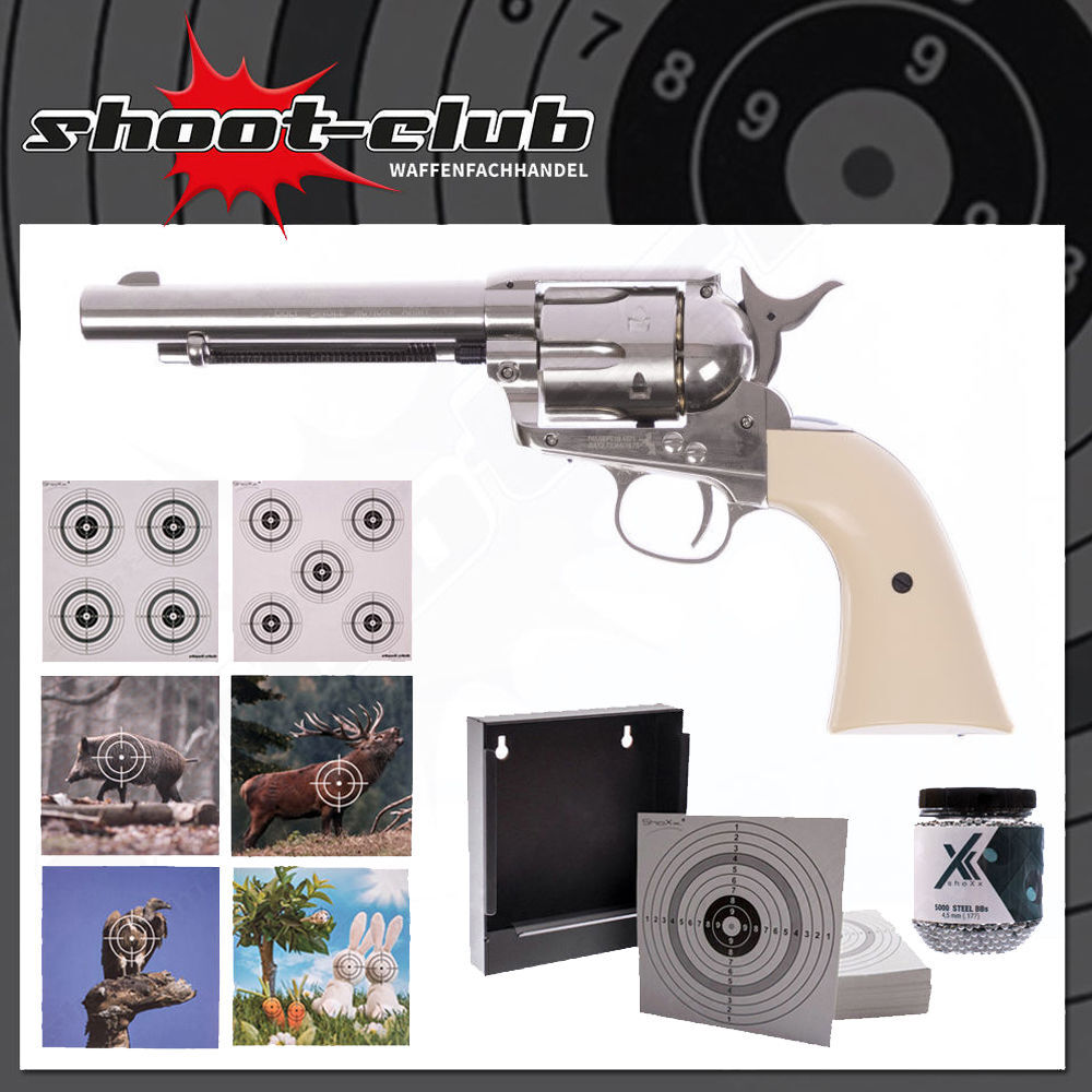 COLT SAA .45 Peacemaker 4,5mm BBs - vernickelt - ZS Set