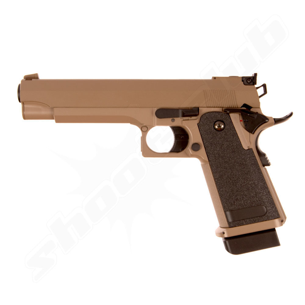 CYMA CM.128 HiCapa 5.1 AEP 0,5 Joule Airsoft Pistole TAN