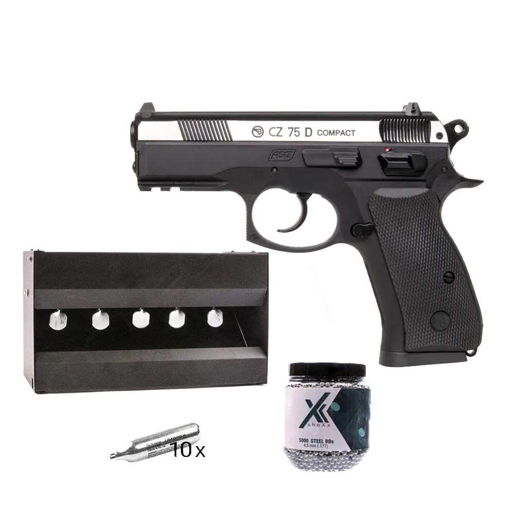 CZ75D Compact Dual Tone CO2 Pistole Kal. 4,5mm BB im Plinking-Set
