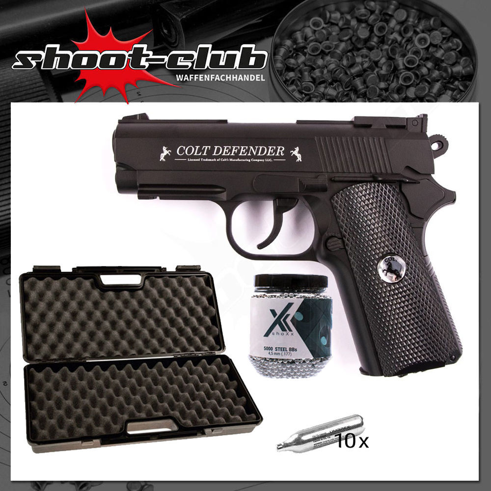 Colt Defender Co2 Pistole 4 5mm Stahl Bbs Schwarz Koffer Set