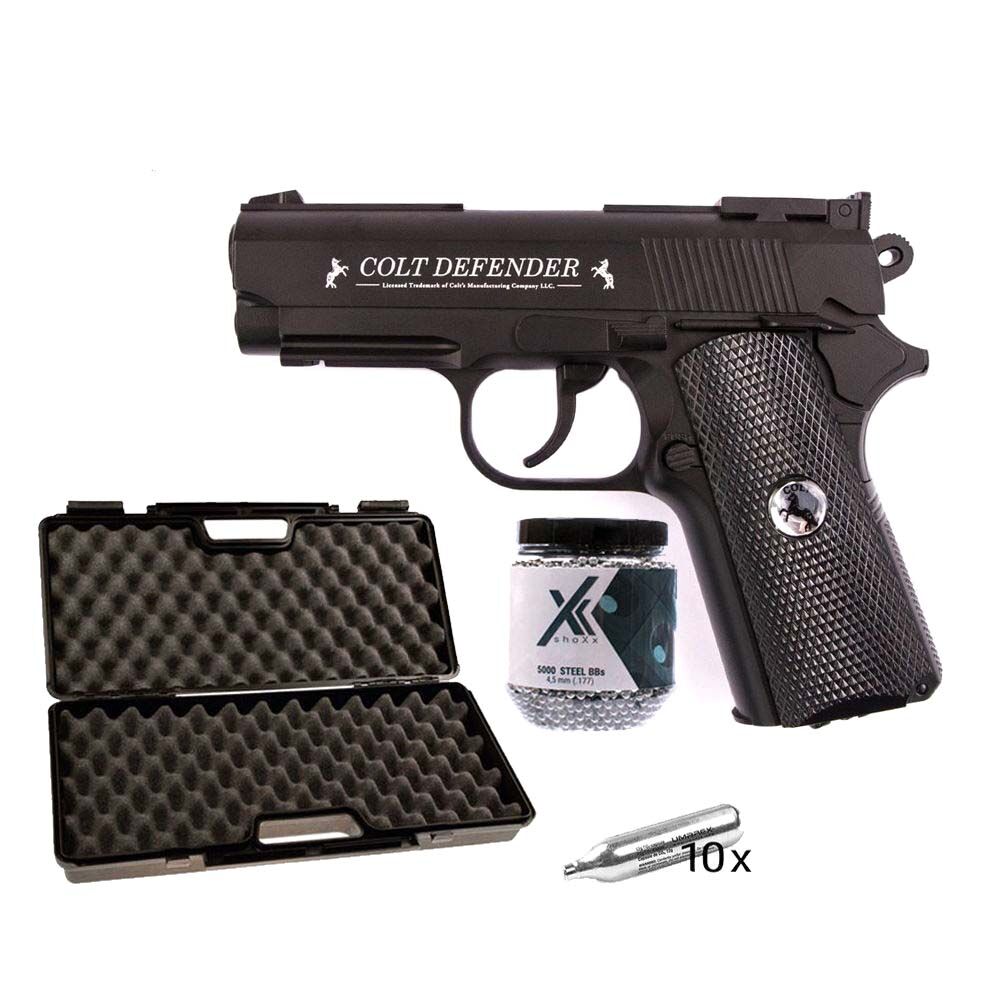 Colt Defender CO2 Pistole 4,5mm Stahl-BBs schwarz - Koffer-Set