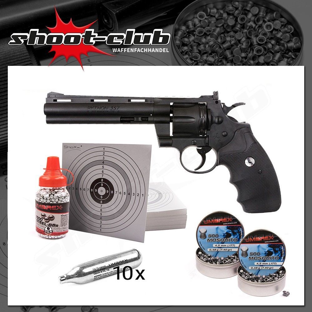 Colt Python 6 Zoll CO2 Revolver für 4,5 mm BB & Diabolos im Set