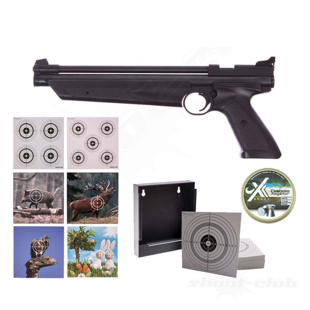 Crosman 1377 American Classic Luftpistole Vorkompression 4,5mm Diabolo schwarz Target Set
