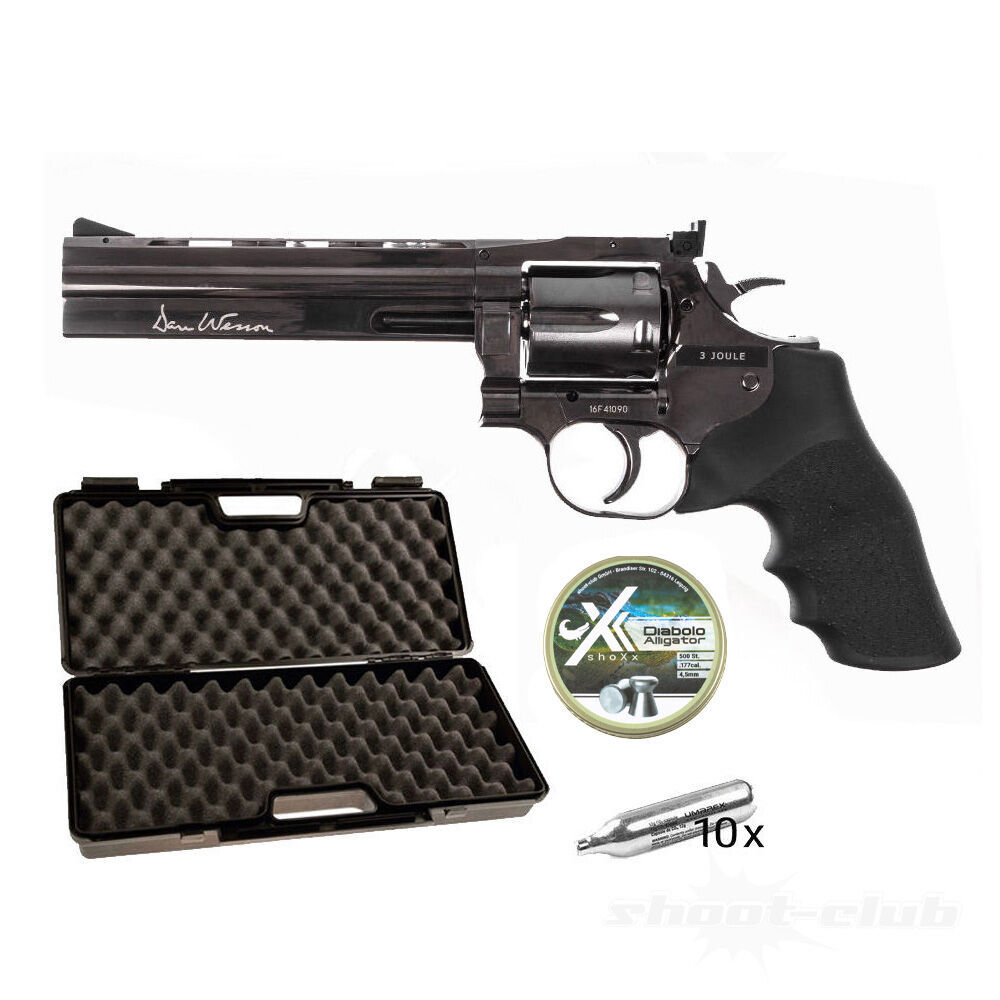 Dan Wesson 715 Co2 Revolver 6 Zoll 4,5 mm Diabolos - Stahlgrau - im Set mit Koffer