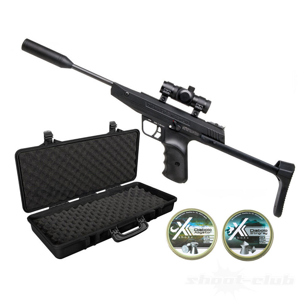 Diana LP 8 Magnum Luftpistole Knicklauf Federdruck 4,5mm Diabolo schwarz Tactical Koffer Set
