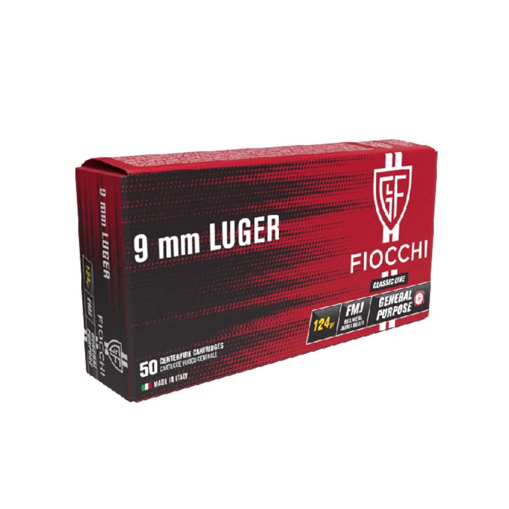 Fiocchi 9 mm Luger Vollmantel 124gr Pistolenpatronen 50 Stk