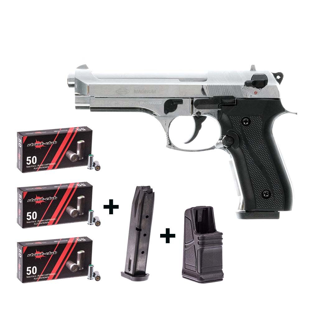 Firat Magnum vernickelt Schreckschusspistole 9mm P.A.K. im Platzpatronen-Set