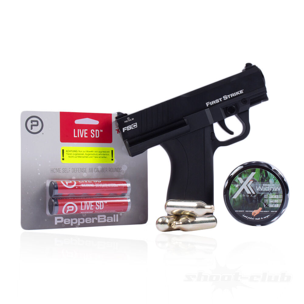 First Strike FSC RAM Waffe .68 mit shoXx Rubberballs, Pepperball Live SD und Co2