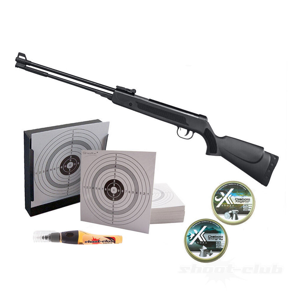 GSG WF600P Luftgewehr 4,5mm Diabolo Schwarz Kugelfang Set