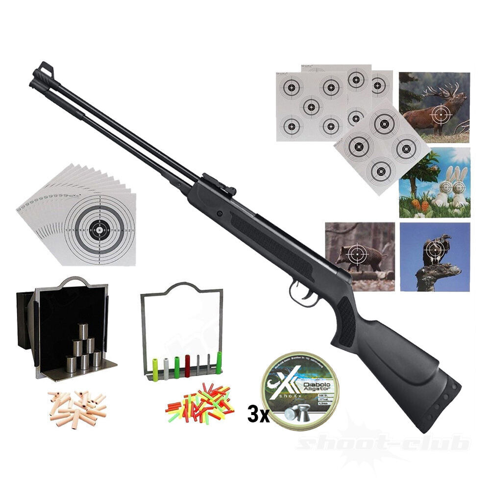 GSG WF600P Luftgewehr .4,5mm Diabolo Schwarz Super Target Set