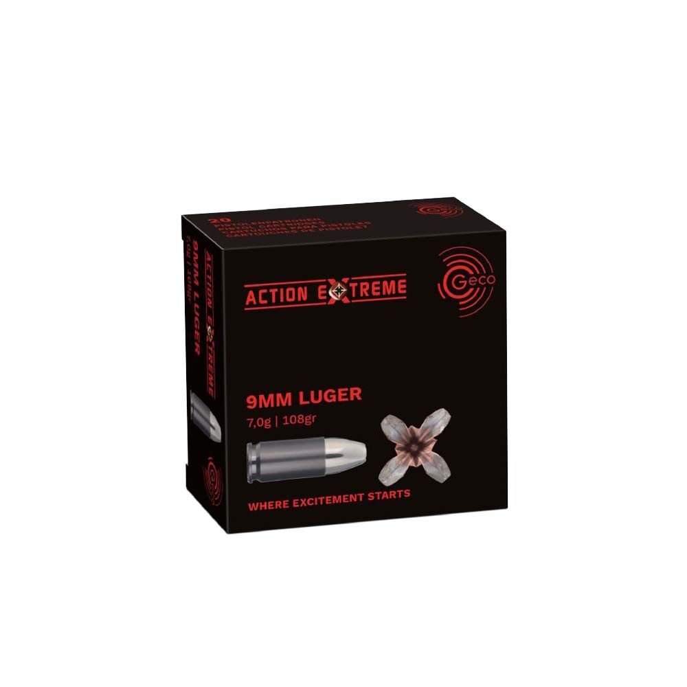 Geco Action Extreme Kurzwaffenpatrone 9 mm Luger 7,0g / 108grs. / 20 Stk