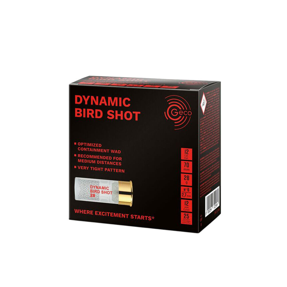 Geco Flintenpatronen Dynamic Bird Shot Red 28 12/70 27 mm 25 Schuss