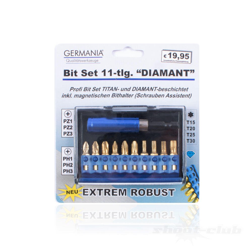 Germania Bit Set Diamant 11-teilig - mit magnetischem Bithalter