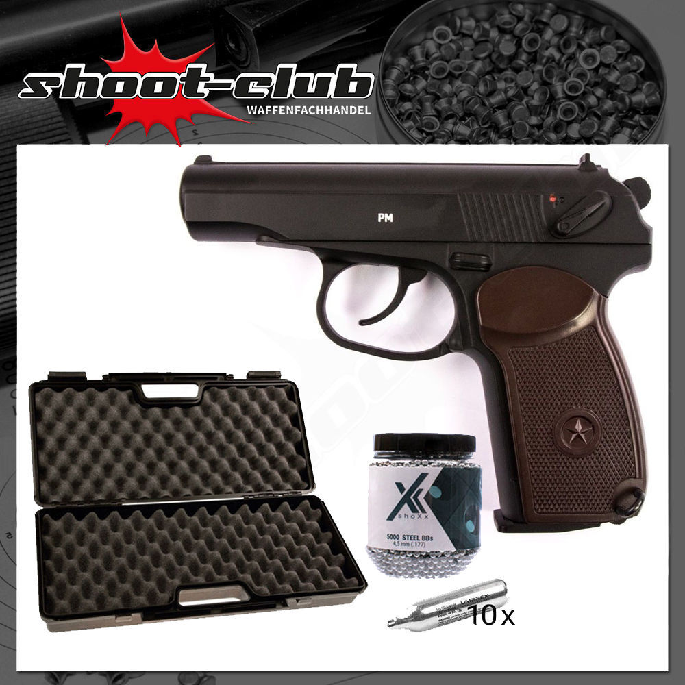 Gletcher Makarov PM CO2-Pistole 4,5mm BB - Vollmetall - Koffer-Set